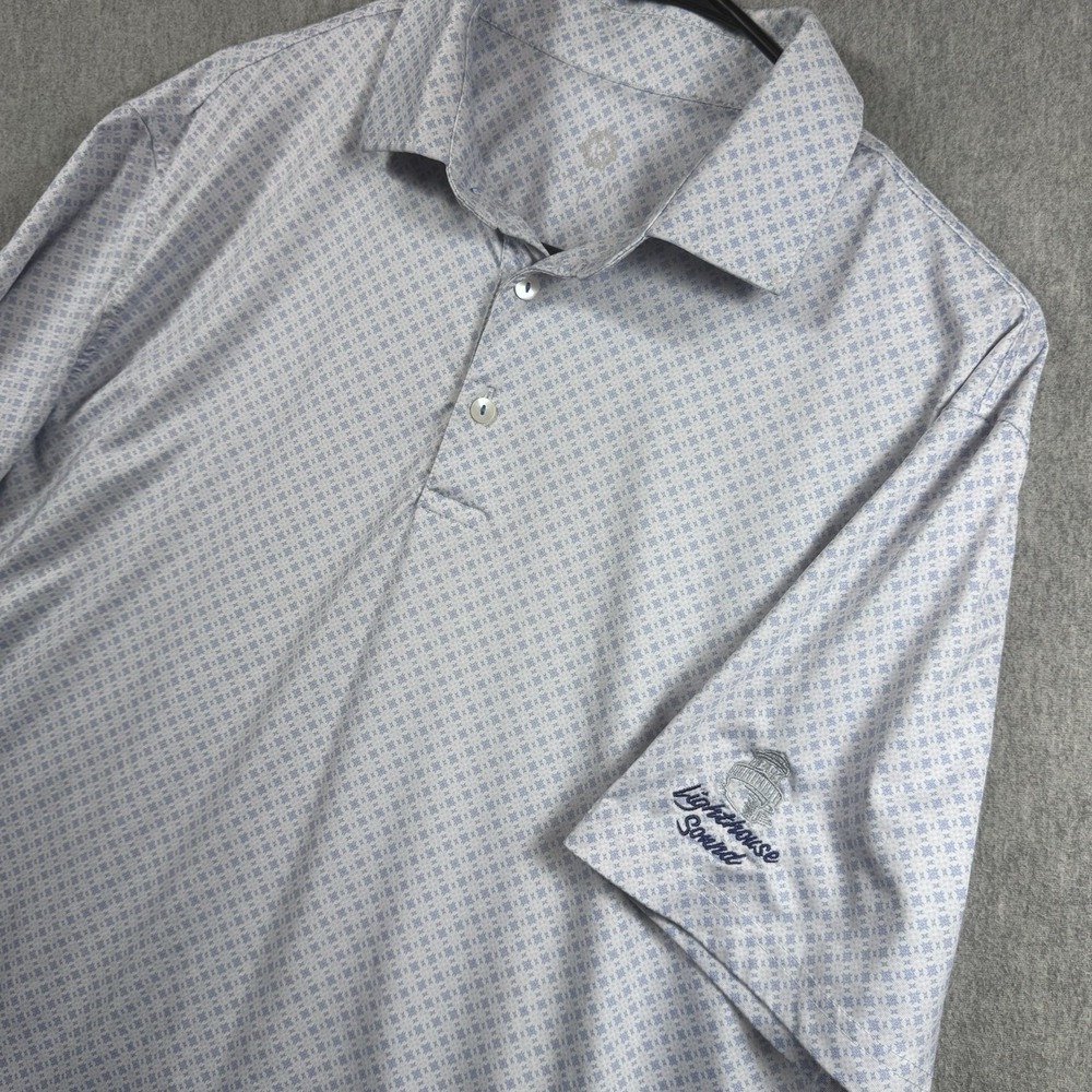 DANINI Polo Shirt Mens L Pink Geometric Short Sleeve Golf Performance